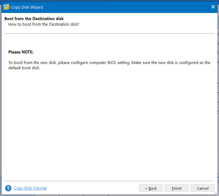 how to boot from the destination disk