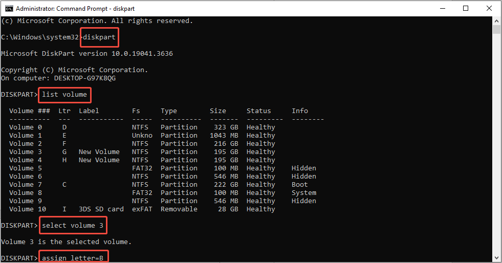 run the commands to assign a letter for IDE hard drive