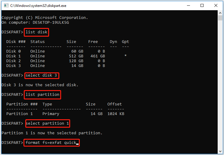 format Insta360 camera SD card via Command Prompt