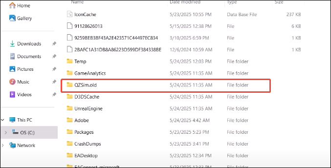 rename the folder to QZSim.old