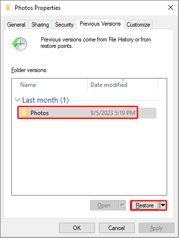 restaurar a la versión anterior
