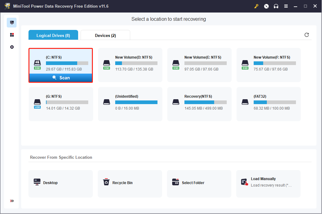 escanear la partición