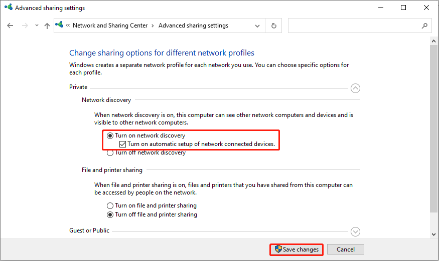 habilitar el descubrimiento de red