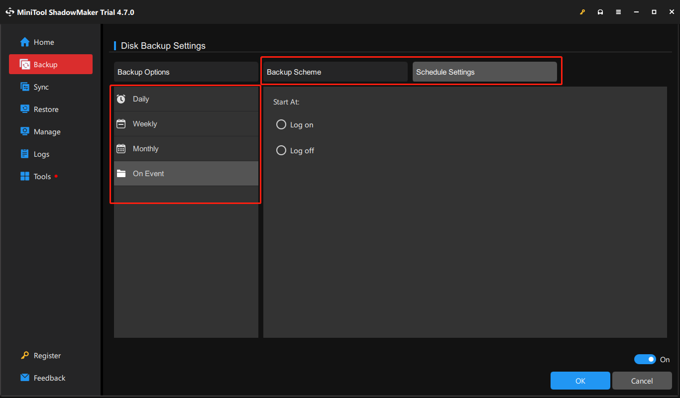 back up the game files using MiniTool ShadowMaker