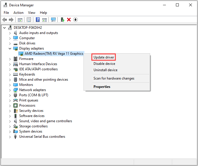 click Update driver