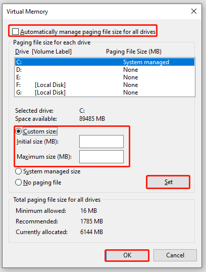increase virtual memory of your computer