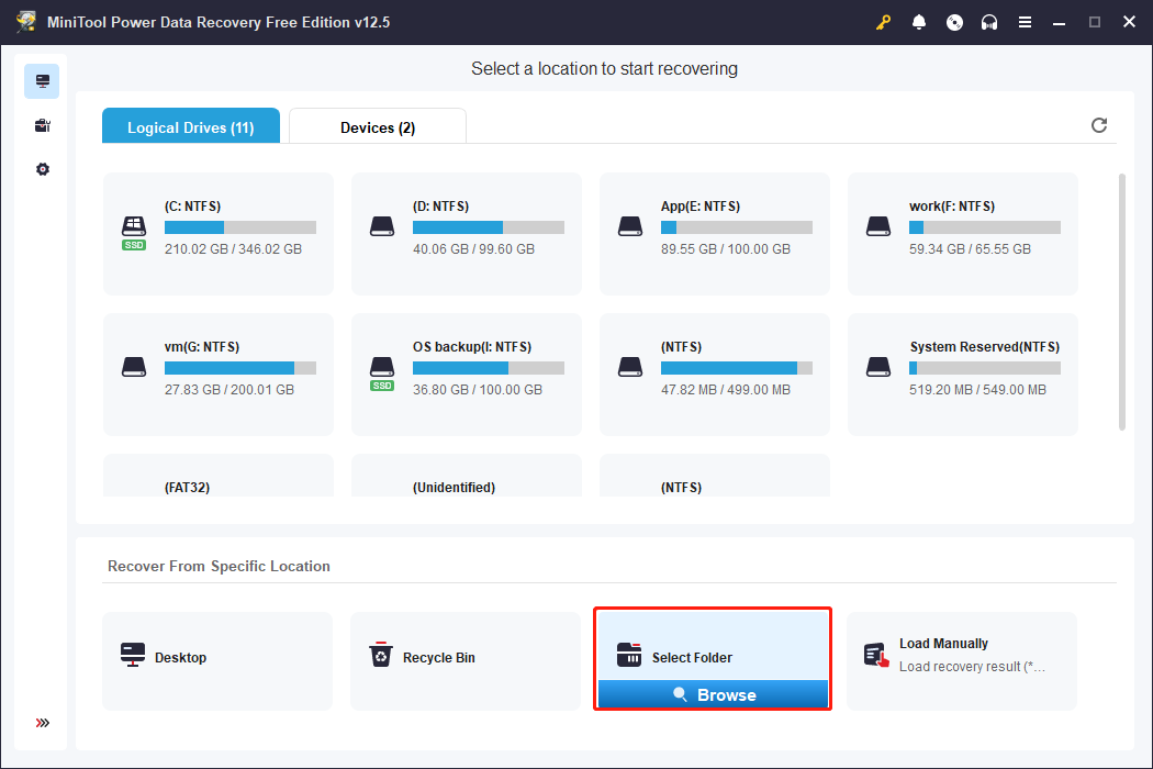 scan a specific folder using MiniTool Power Data Recovery