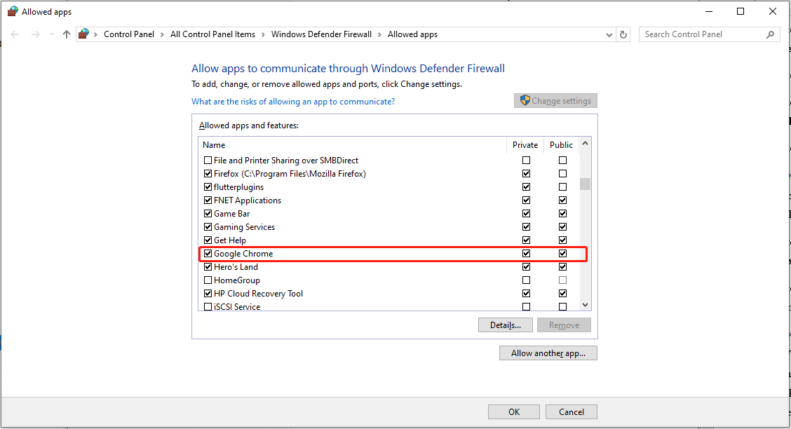 look for Google Chrome