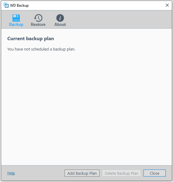main interface of WD Backup