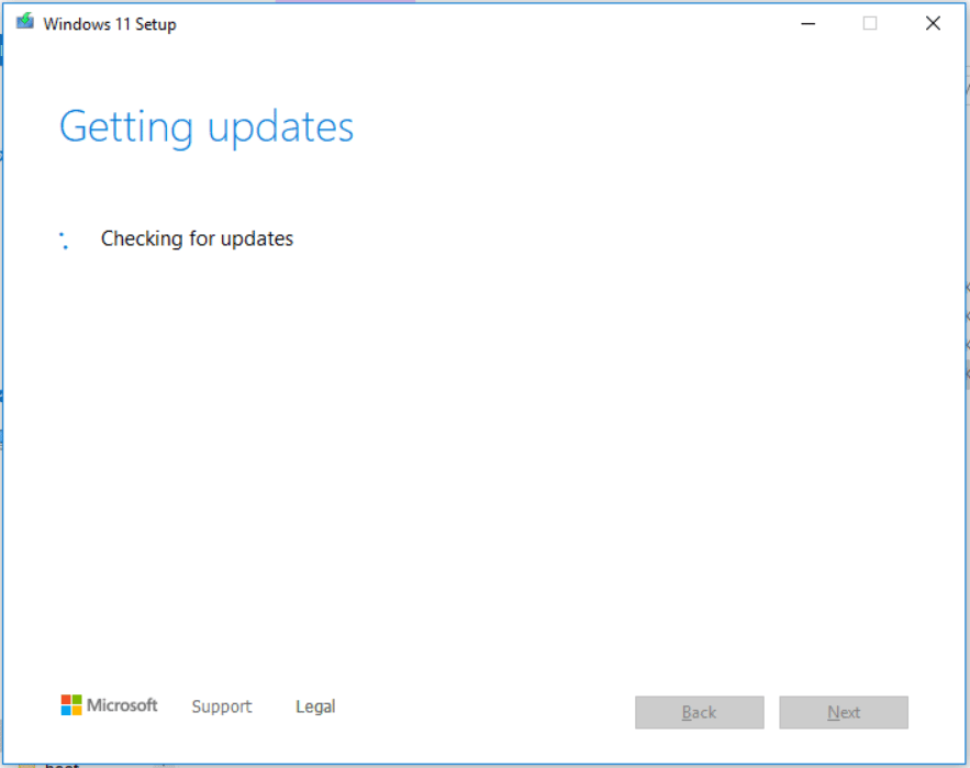 Windows 11 Setup checking for updates