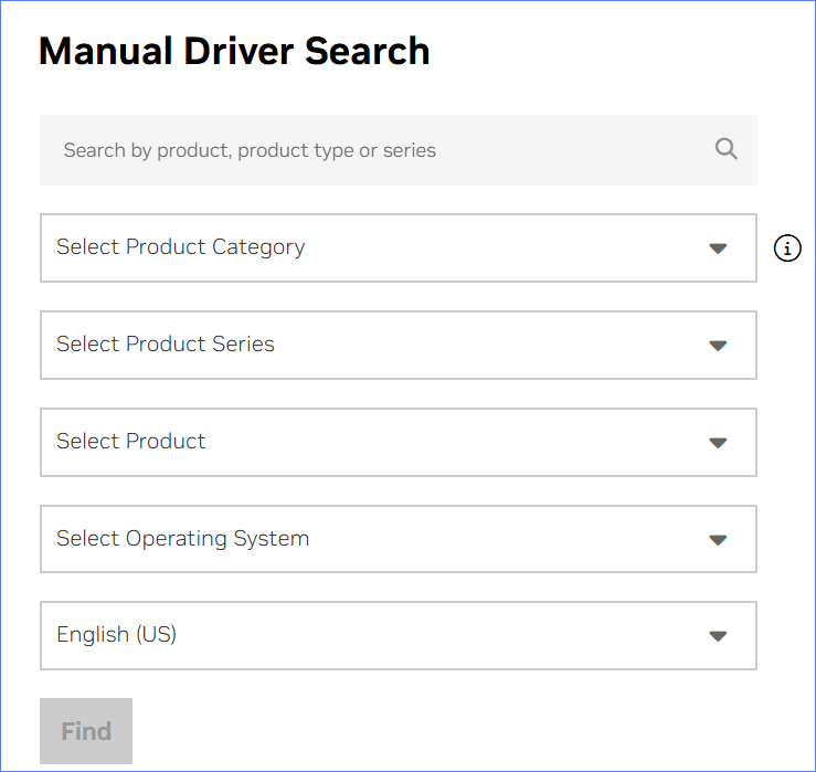 NVIDIA manual driver search