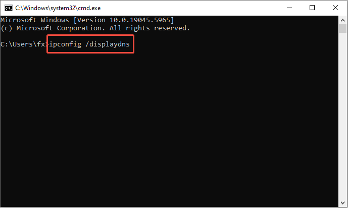 type the command