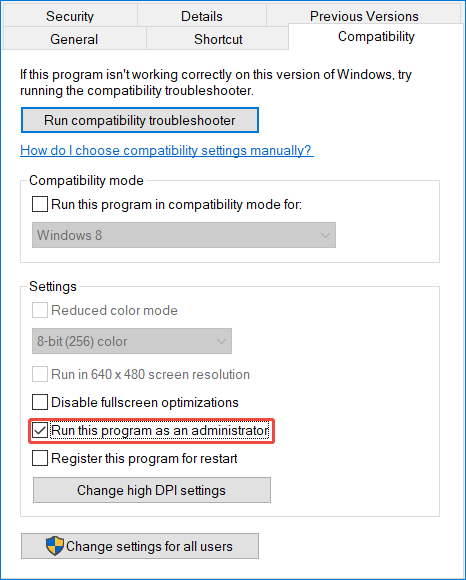 run program as an administrator