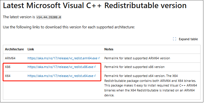install Visual C++ files