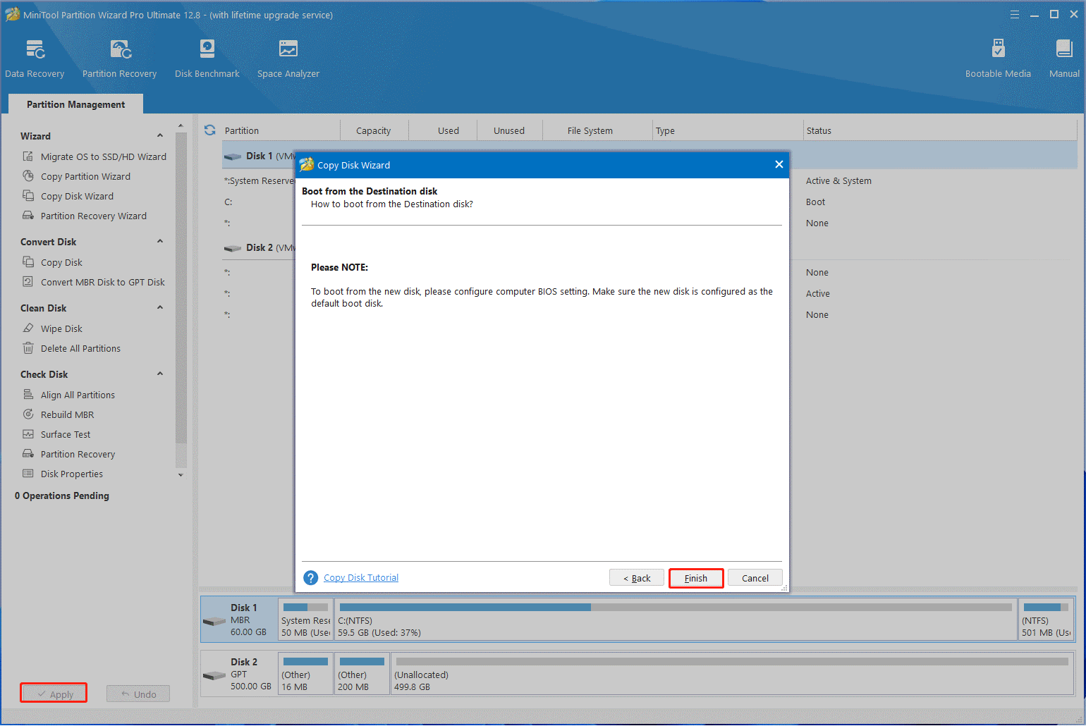 copier le disque dur à l'aide de MiniTool Partition Wizard