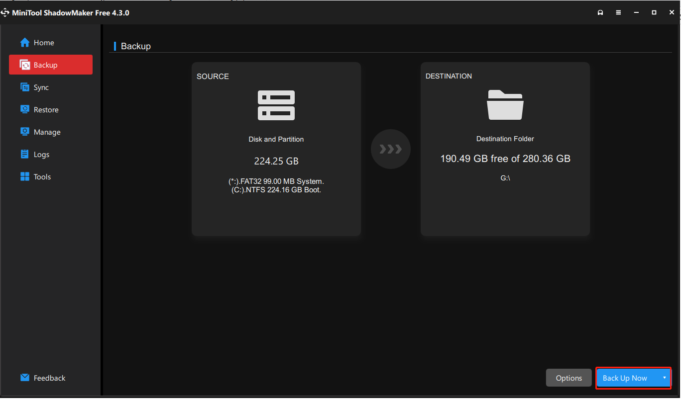 créer une image système Windows 10 à l'aide de MiniTool ShadowMaker