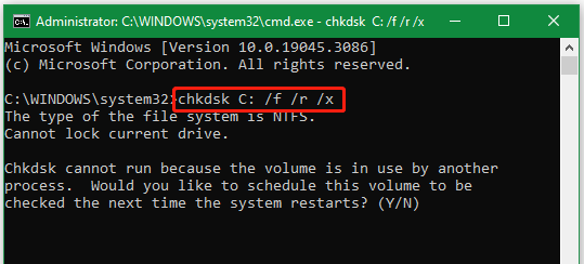 exécuter CHKDSK dans l'invite de commande