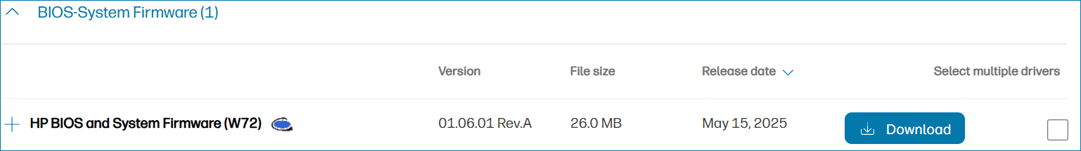 download HP BIOS version for update