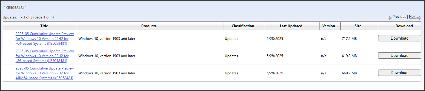 download from the Microsoft Update Catalog