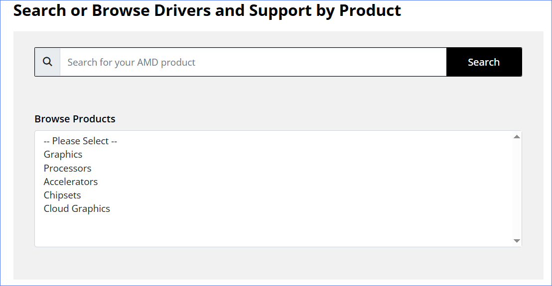 AMD driver search