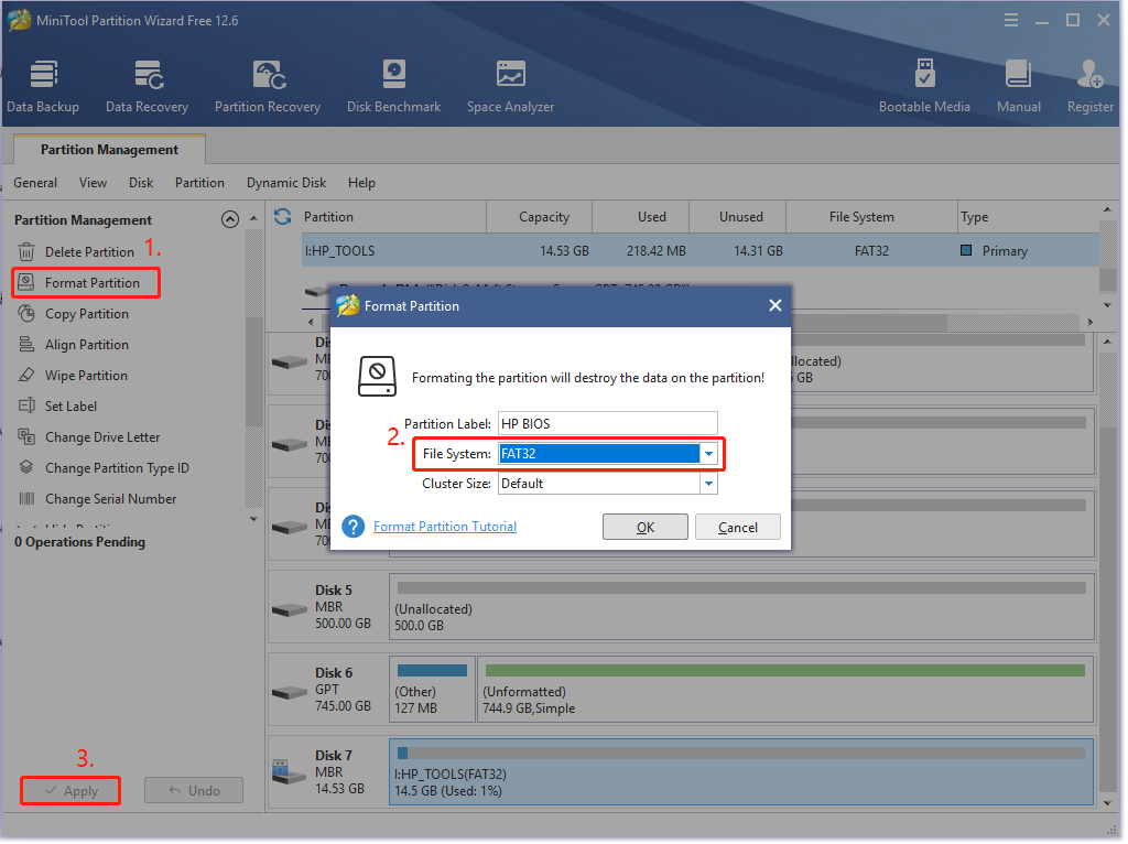 formater une clé USB à l'aide de MiniTool Partition Wizard