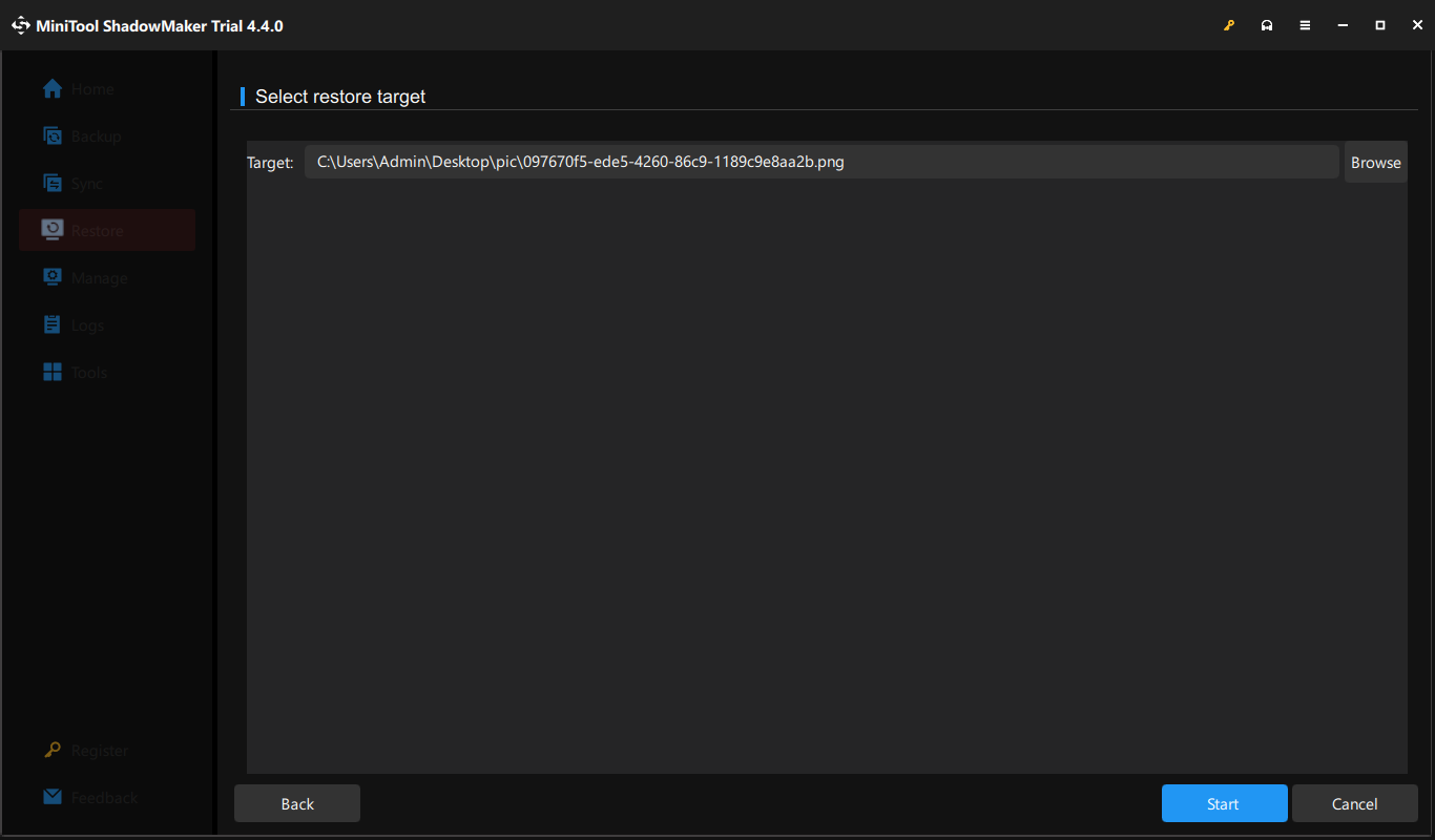 choisir un chemin de destination