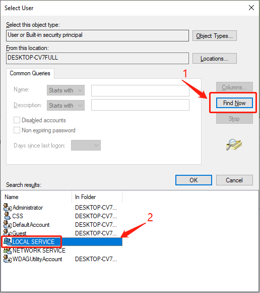choose LOCAL SERVICE