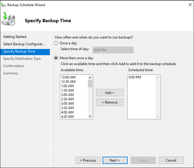 automate a regular backup in Backup Schedule