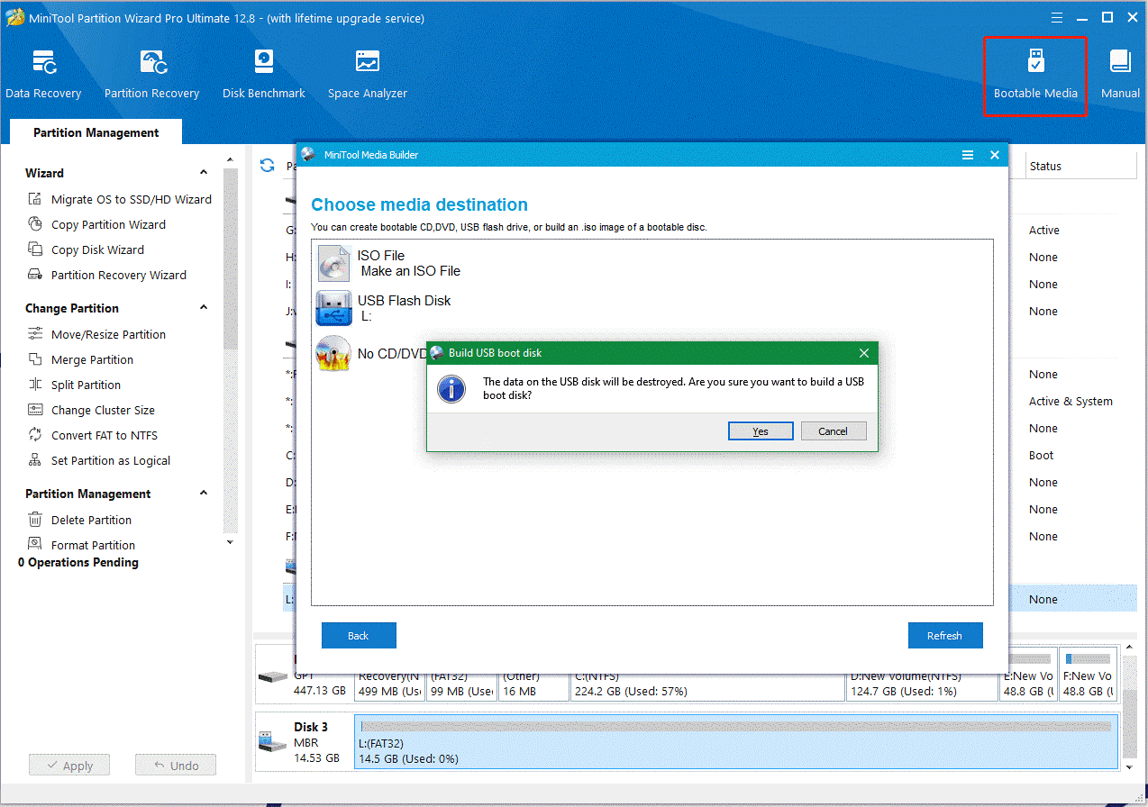 creare una USB avviabile utilizzando il generatore di supporti avviabili MiniTool