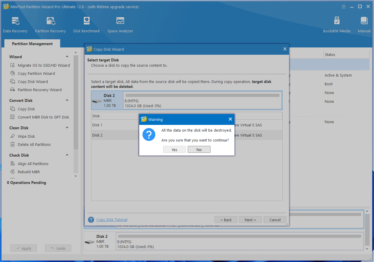 seleziona un disco da clonare
