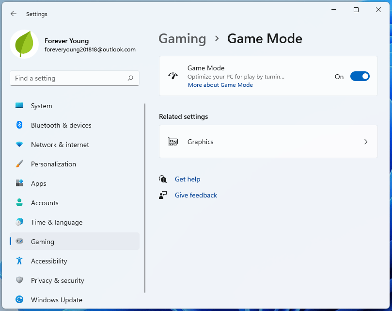 attiva la modalità gioco
