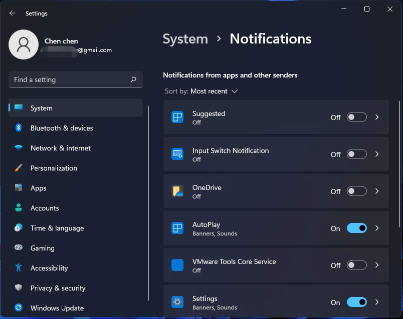 desativar notificações Windows 11