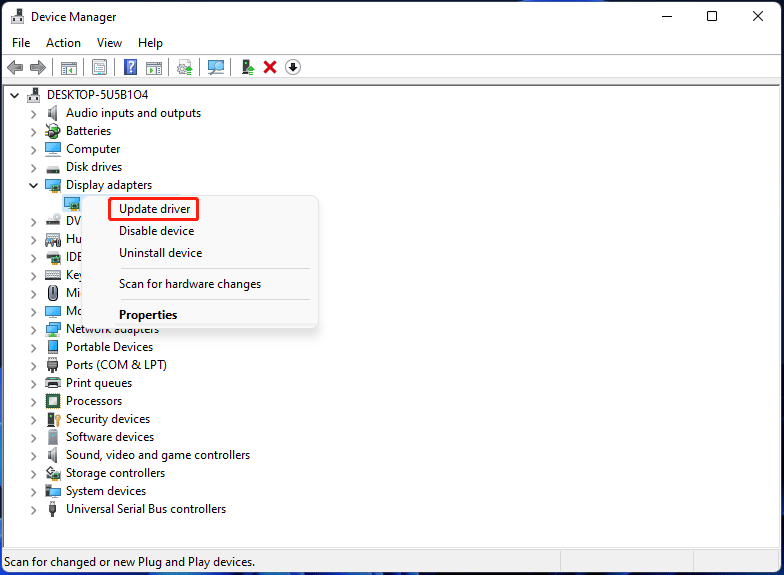 atualizar driver de GPU Windows 11