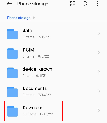 Clique na pasta Downloads no iPhone
