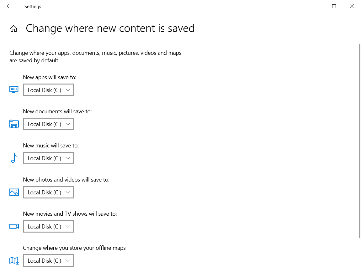 Alterar onde o novo conteúdo é salvo