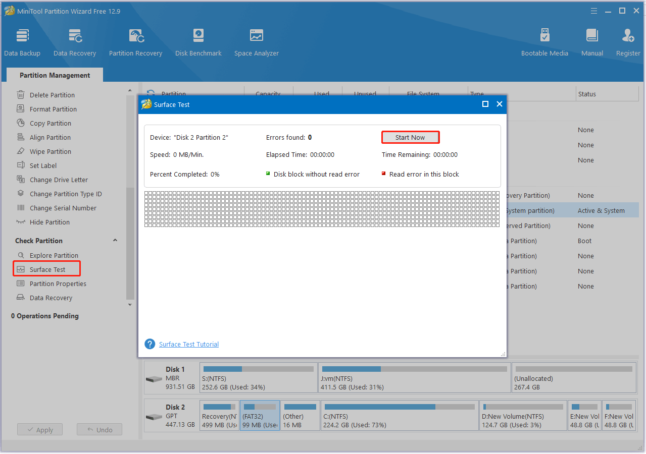 verifique os setores defeituosos na partição EFI utilizando o Partition Magic