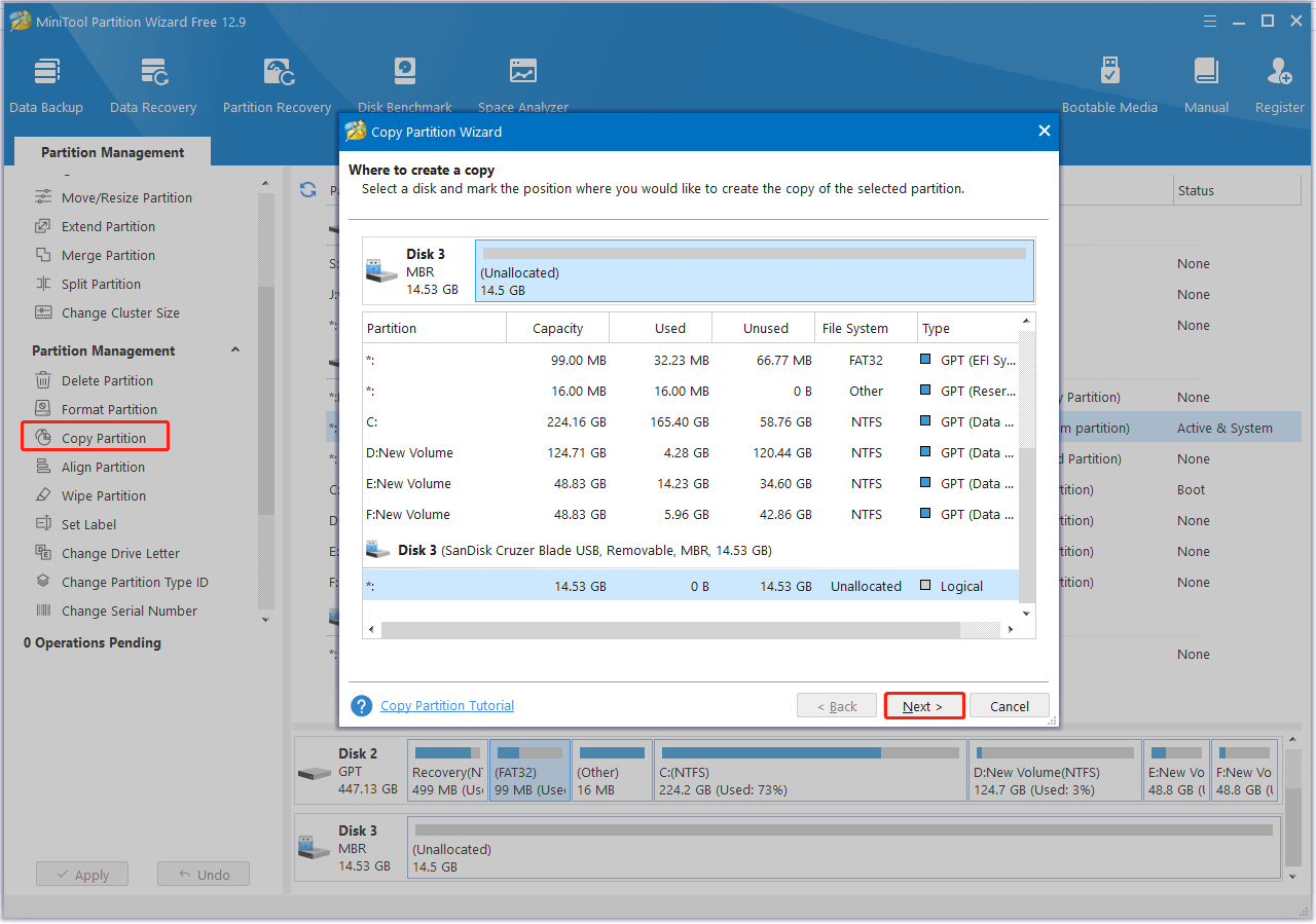copie a partição EFI para outra unidade utilizando o Partition Magic
