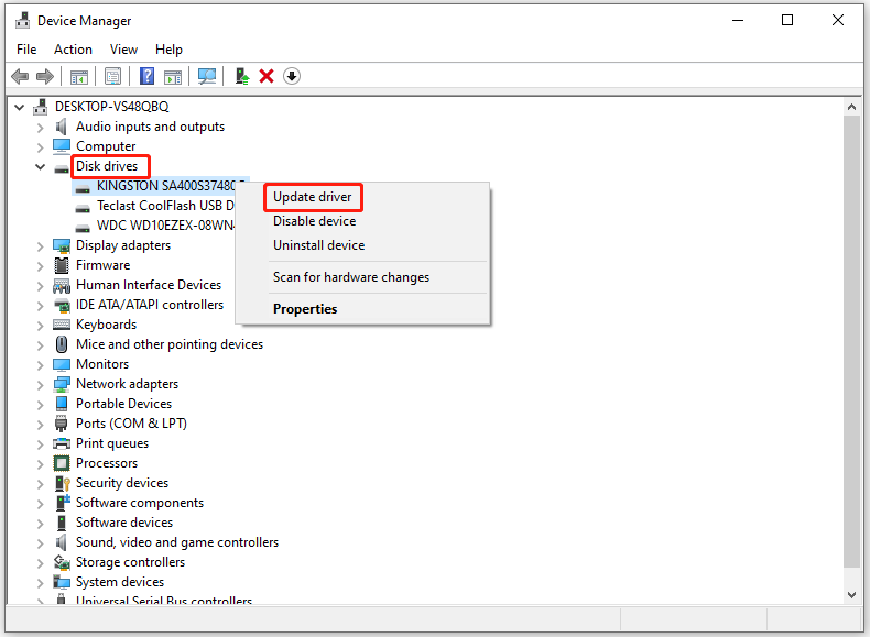 clique em Atualizar driver