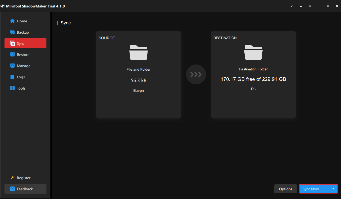 clique em Sincronizar agora