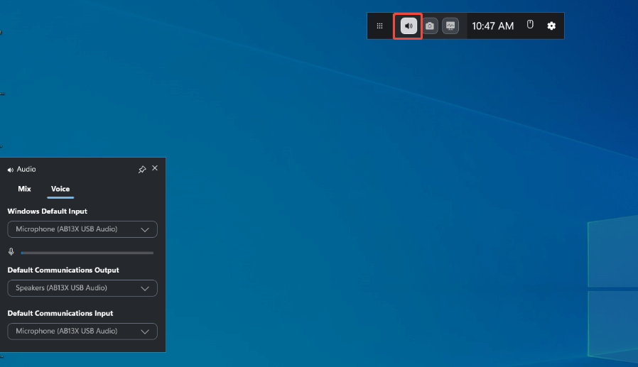 click the Audio button