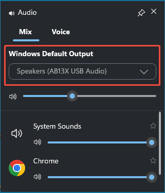 set the Windows Default Output