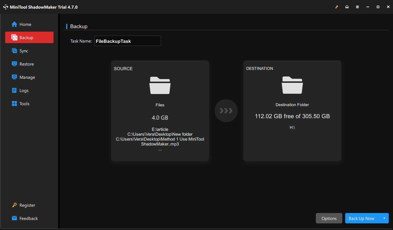 back up data with MiniTool ShadowMaker