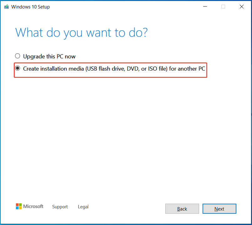 create installation media for another PC