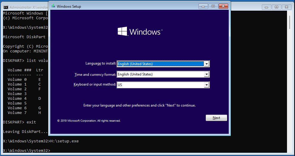 clean install via Command Prompt