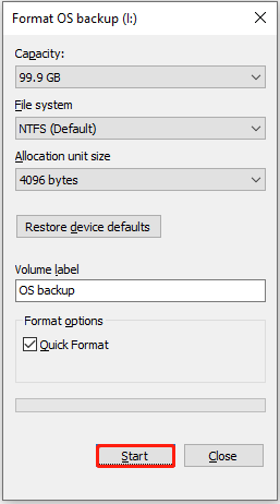 format the drive in File Explorer