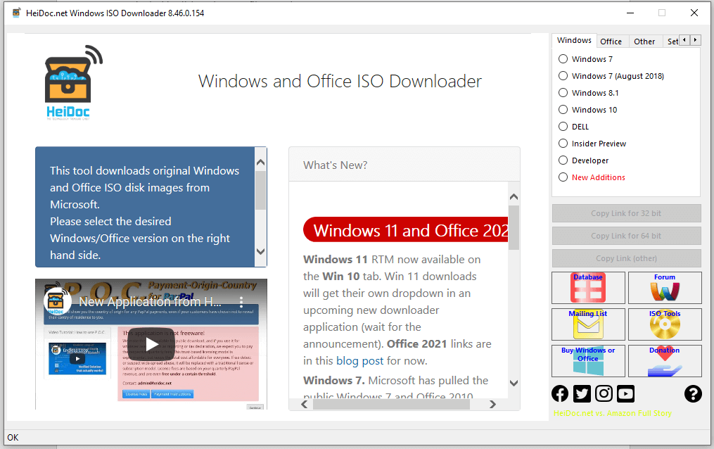 l'interfaccia principale di Windows e Office ISO Downloader
