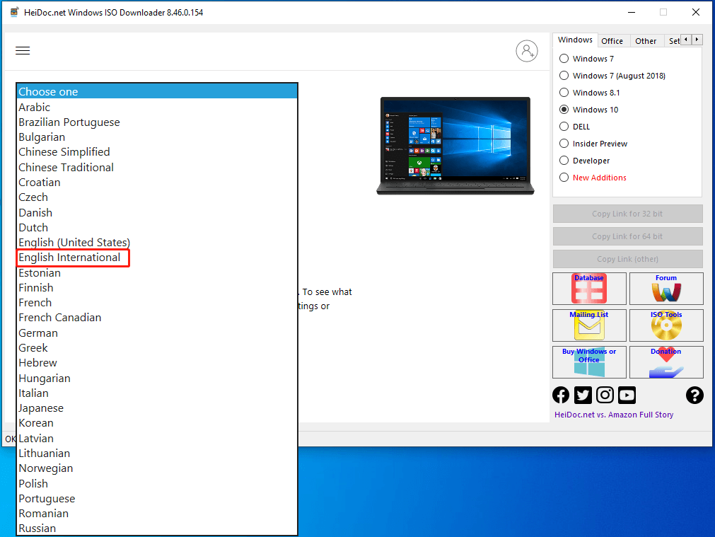 scegli Inglese Internazionale