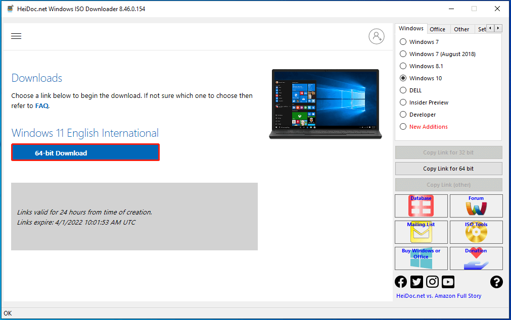 clicca su download a 64 bit