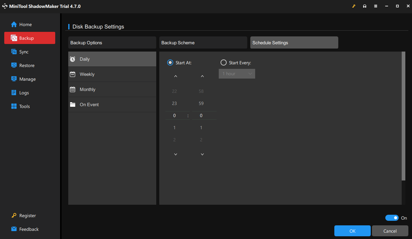 create an automatic backup plan with MiniTool ShadowMaker