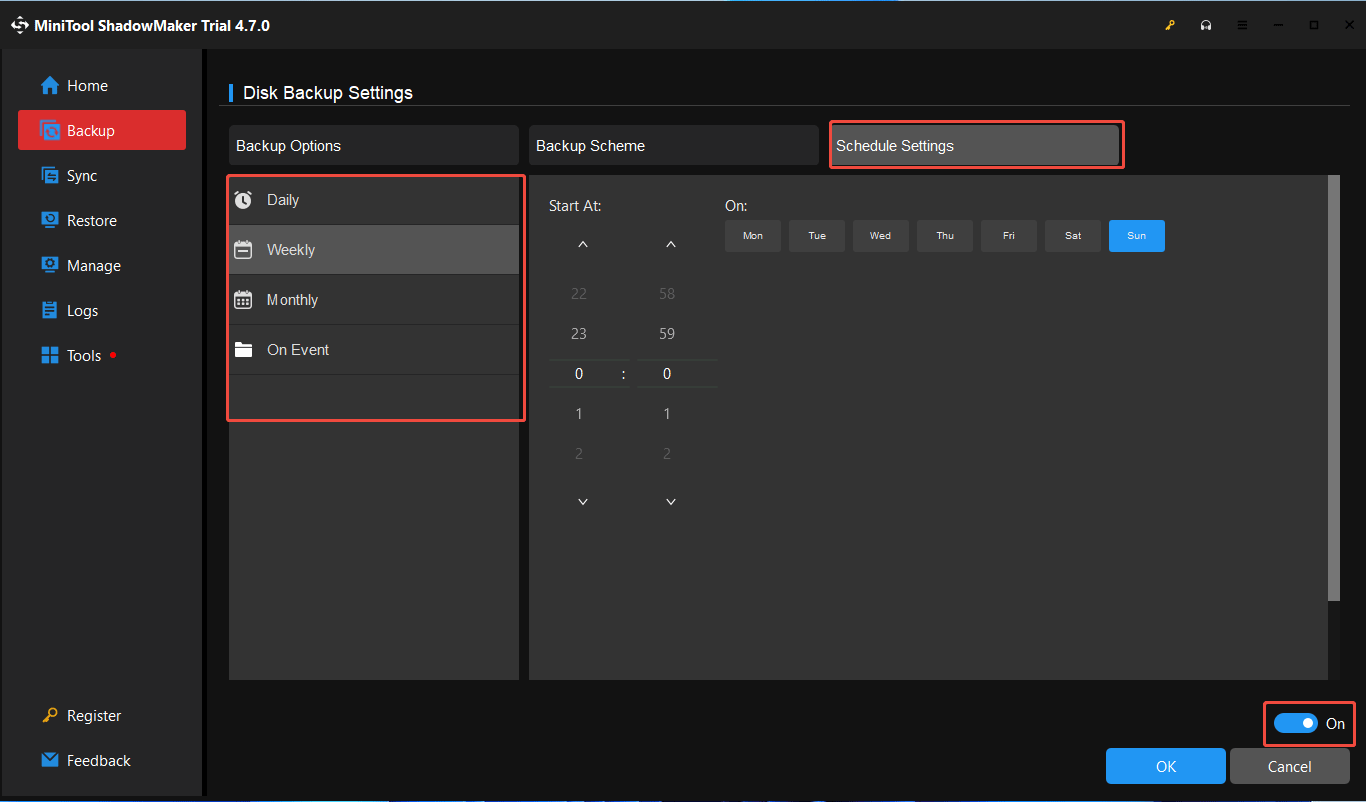 auto backup in MiniTool ShadowMaker
